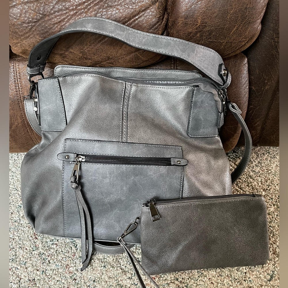 Realer Large Gray Hobo Crossbody Shoulder Bag